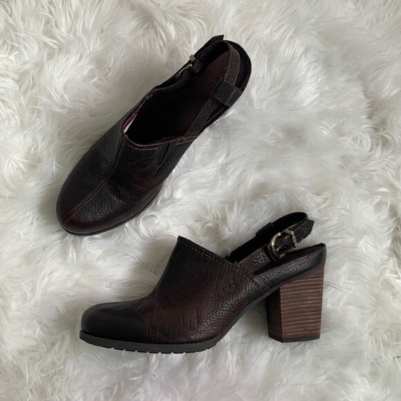 Timberland Earthkeepers Rudstom Leather Slingback Heeled Mule Clogs Sz 11 - Picture 1 of 13